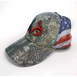 Realtree USA Flag Camo Snapback Trucker Mesh 4th July Deer Antler Hat Cap